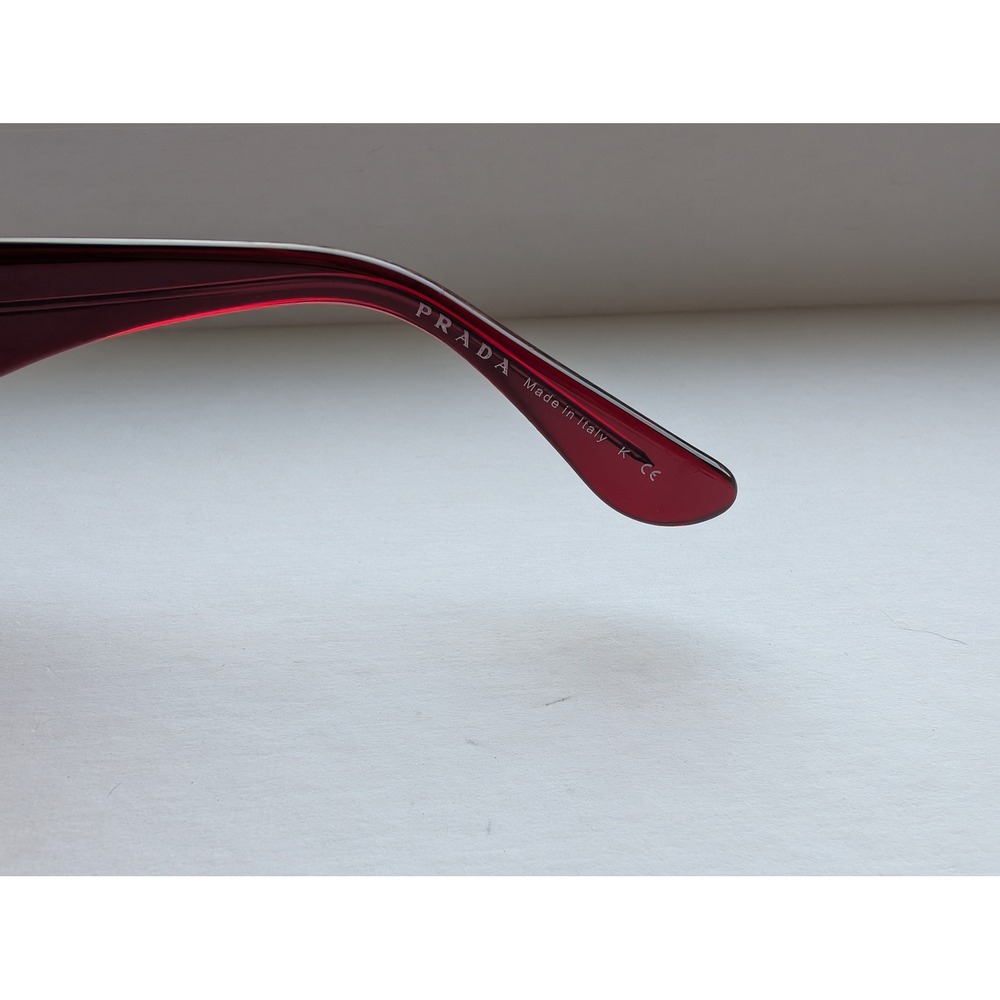 Prada SPR 26M Burgundy Rectangular Sunglasses 0AG-3M1 Vintage Y2K Red Designer - Picture 3 of 6